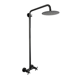 Elegante wandhängende Außendusche aus Edelstahl – Schwarz