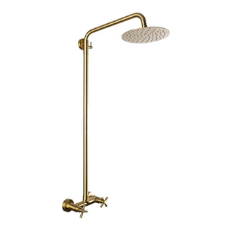 Elegante wandhängende Außendusche aus Edelstahl – Gold